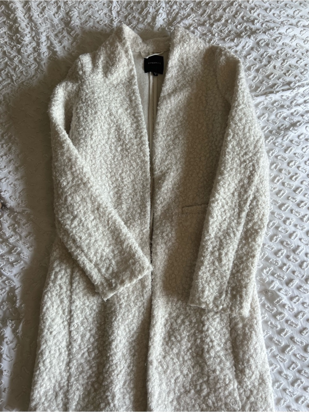 Dynamite Cream Bouclé Teddy Coat